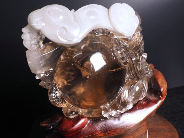◇至高の龍神彫刻！◇大吉開運！大きな虹＆金針の入った玉持ち