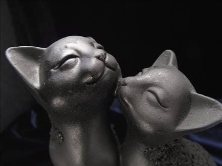 ☆特選一品☆希少レア☆繊細フラワー彫刻【愛らしい夫婦猫シュンガイト