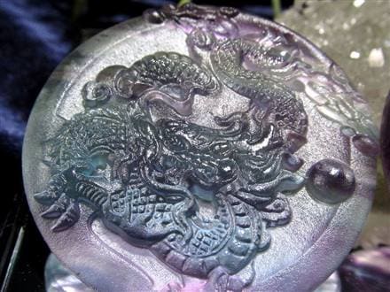 龍 横約35cm カービング フローライト 天然石 パワーストーン 彫り物