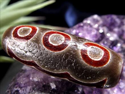 希少！黒鳶赤紋四眼天珠馬蹄痕付 ◇流通量が少ない激レア品！◇最高級！馬蹄痕天珠◇黒鳶赤紋（くろとび