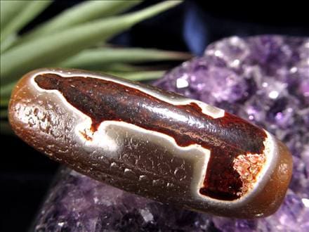 ◇流通量が少ない激レア品！◇最高級！馬蹄痕天珠◇黒鳶赤紋