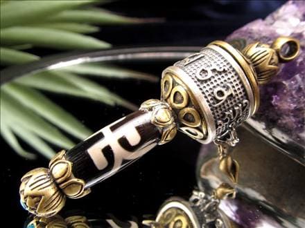 マニ車天珠 ◇二眼天珠マニ車◇天珠×密教法具◇開運＆魔除けの良好な組み合わせ