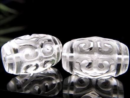 古代水晶　ビーズ　壺型 ◇天然水晶使用！◇浮き彫り立体彫刻ビーズ◇デザインブレスのサイズ