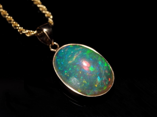 No.1153 【K18のペンダントトップ2点】、大きめ プレシャスオパール K18 プレシャスオパール ネックレス ドロップ レディース 誕生石