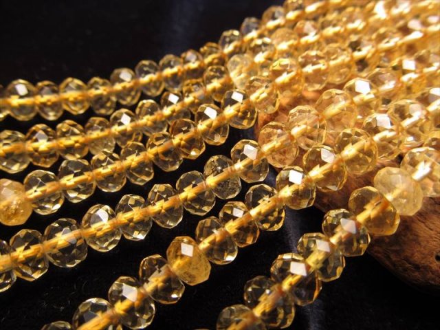 ☆一連☆AAA☆シトリン【黄水晶】☆繊細ボタンカット☆ロンデル