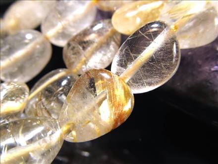 ☆一連☆高品質！☆お買い得タンブル連☆ゴールドルチルクォーツ【針