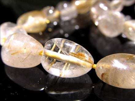 ☆一連☆高品質！☆お買い得タンブル連☆ゴールドルチルクォーツ