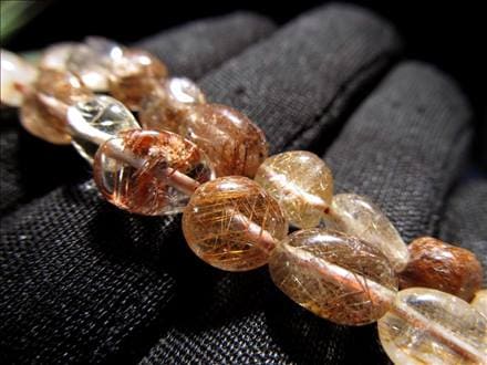 ☆一連☆高品質！☆お買い得タンブル連☆ブロンズルチルクォーツ【針