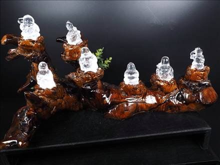 ☆七柱の神☆厳選！澄み切り水晶☆秀逸！一刀一石彫り☆福を