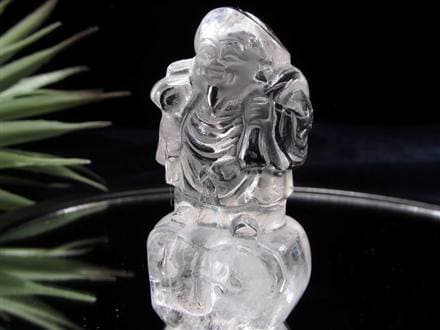 七福神　水晶　彫刻 ◇七福神の福の神!!◇豊かな表情が鮮明に彫刻された逸品◇安心