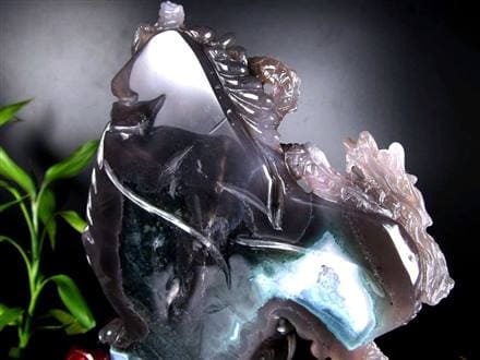 ◇財運招福の龍護る瓢箪の霊石◇希少！瑪瑙×アメジスト共生結晶