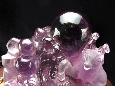 ☆縁起の鹿と瑞玉モチーフ☆六条星模様と波彫刻が魅せる逸品