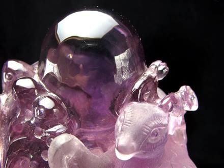 ☆縁起の鹿と瑞玉モチーフ☆六条星模様と波彫刻が魅せる逸品