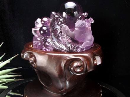 アメジスト装飾　花瓶　中国　骨董　置き物　彫刻　縁起物　オブジェ アメジスト装飾 花瓶 中国 骨董 置き物 彫刻 縁起物 オブジェ