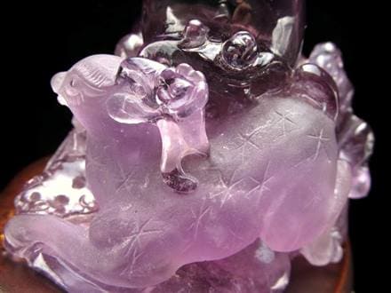 ☆縁起の鹿と瑞玉モチーフ☆六条星模様と波彫刻が魅せる逸品