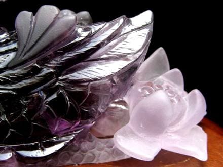 ☆透明感際立つ紫の煌めき☆連理の愛を表す夫婦鳥彫刻☆縁結びと家庭