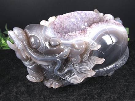 ◇龍穴に広がる紫水晶の輝き◇重厚な縞模様アゲート◇瑪瑙＆アメジスト