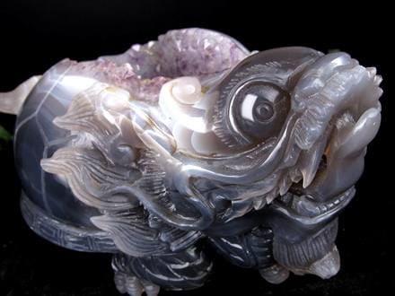 ◇龍穴に広がる紫水晶の輝き◇重厚な縞模様アゲート◇瑪瑙＆アメジスト