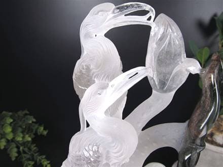 ◇天然水晶原石使用◇優雅な鶴と朝顔の共演◇清浄と長寿の象徴◇芸術的