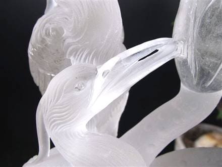 鶴　水晶　置物　彫り ① 厳選 水晶昇龍 透かし彫り 巨大水晶龍30cm 極上品 ルチル入りガーデン