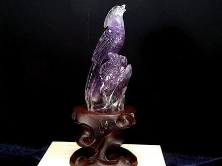 ダニエル・ベントリーニ 天然石　アメジスト　鳥彫刻　置物　インコ　BK39 ダニエル・ベントリーニ 天然石 アメジスト 鳥彫刻 置物 インコ BK39