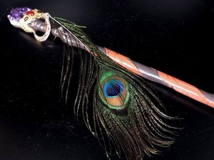 【魔法の杖】ヒーリングワンド  アメジストエレスチャル  魔術書付き ヒーリングアイテム魔法の杖 7つの宝石が埋め込まれた