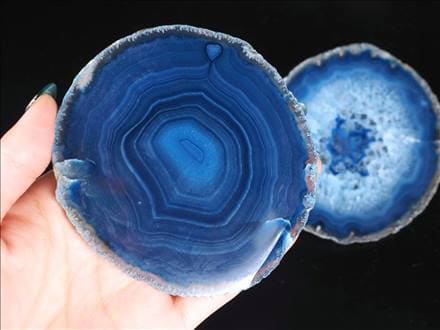 アゲートの青色置物　ブルーメノウ　輪切り アゲートの青色置物 ブルーメノウ 輪切り アゲートの青色置物 ブルー