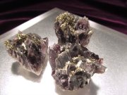 ★超希少！パイライト結晶とブラックアメジストの共生★少量限定★フランス展示会商品★3個セット★希少！ブルガリア産★パイライト結晶共生　ブラックアメジストクラスター★最大幅約30mm★約86.8g★【ブルガリア産】