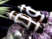 宇宙天珠 石流通センター 天珠ビーズ 高級風化天珠3.8cm 二眼天地 (茶地に