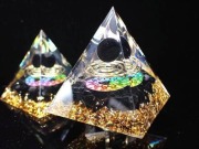 オルゴナイト ピラミッド スパイラル オブシディアン 空間浄化 安眠 魔除け 