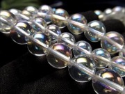 一連 コスモオーラ 蒸着水晶 ビーズ レインボーオーラ