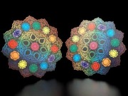 7チャクラ スピリチュアルパワー ヤントラ 木製コースター チャクラ