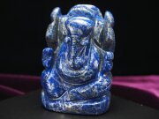 ★人気！夢を叶える象★夢の実現を助ける★極上手彫り彫刻★あらゆる障害を除去して成功に導く守り神★1点物★ラピスラズリ　ガネーシャ彫り置物★高さ約6.5cm★約168.4g★