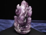 ★人気！夢を叶える象★夢の実現を助ける★極上手彫り彫刻★あらゆる障害を除去して成功に導く守り神★1点物★アメジスト　ガネーシャ彫り置物★高さ約7.5cm★約125.8g★