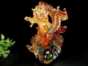 ドラゴン 龍 置物 クリスタルガラス 五本爪 昇龍