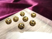 ◆ハイクォリティ・メタルパーツ◆スカシビーズ◆約６mm　【穴径2ミリ】◆10個入り・180円◆真鍮　ゴールド◆H12◆