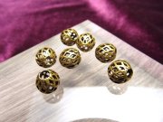 ◆ハイクォリティ・メタルパーツ◆スカシビーズ◆約８mm　【穴径3ミリ】◆10個入り・200円◆真鍮　ゴールド◆H13◆