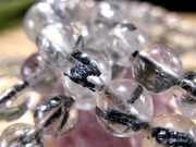 スティブナイトインクォーツ 輝安鉱入り水晶 ブレスレット アンチモナイト スティブナイト