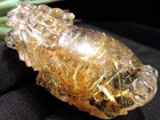 ゴールドルチルクォーツ 龍亀 ロングイ 金針 水晶 彫刻 置物 財運 瑞獣