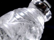 天然水晶 ストゥーパ 仏塔 彫り 置物