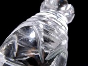 天然水晶 ストゥーパ 仏塔 彫り 置物