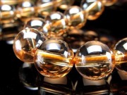 ゴールデンオーラ 蒸着水晶 シャンパンオーラ ビーズ連 連材