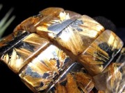太陽タイチン 太陽放射 ゴールドタイチンルチルクォーツ バングル ブレスレット
