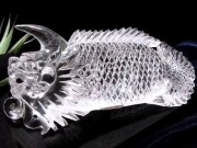 水晶 鰲魚 彫刻 置物