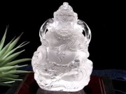 水晶 黄財神 彫刻 置物