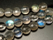 ★約3.5mm珠★コインカット★ネックレスなどに！★一連★ラブラドライト【曹灰長石】コインカット★約30-32cm★【マダガスカル産】