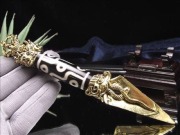 ◆数量限定入荷！◆天珠×密教法具◆豪華な大天珠◆開運＆魔除けの良好な組み合わせ◆魔障を取り除き、結界を張るプルパ◆立身出世・願望実現・合格祈願、必勝祈願◆1点物◆九眼天珠プルパ【金剛杭】置物◆縦約15cm◆