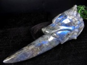 ラブラドライト 天然石置物 ウルフファング 狼彫刻 魔除け 天然石