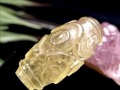 リビアングラス 天珠 九眼 彫刻 置物