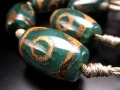 緑龍紋天珠 天珠 瑪瑙 チベット 厄除け 天珠型 ビーズ連 連材